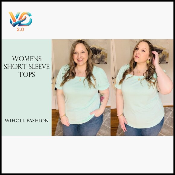 Summer Casual T-Shirt with Ruffle Trim Sleeves and Square Neck - Picture 7 of 7